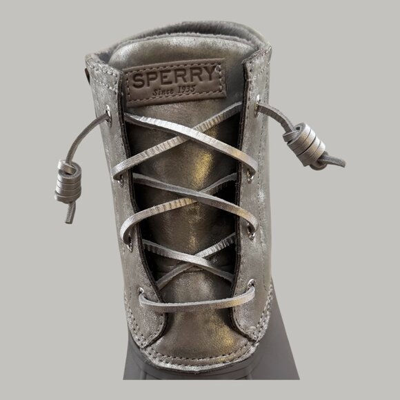 EUC Sperry Saltwater Metallic Silver & Gray Duck Boot Woman's sz 11 - Picture 5 of 12